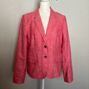 JCrew Factory Linen/Cotton Heathered Red Scoolboy Blazer Size 10